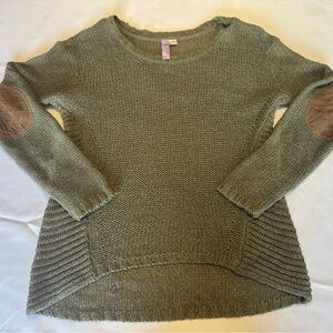 Alya Olive Green Size Small Knit Elbow Patch Sweater